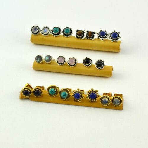 Boucles d'Oreilles en Laiton avec Pierre.